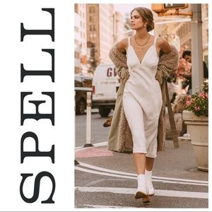 Spell Rosalie Jacquard Slip Dress White Small NWOT 🤍✨